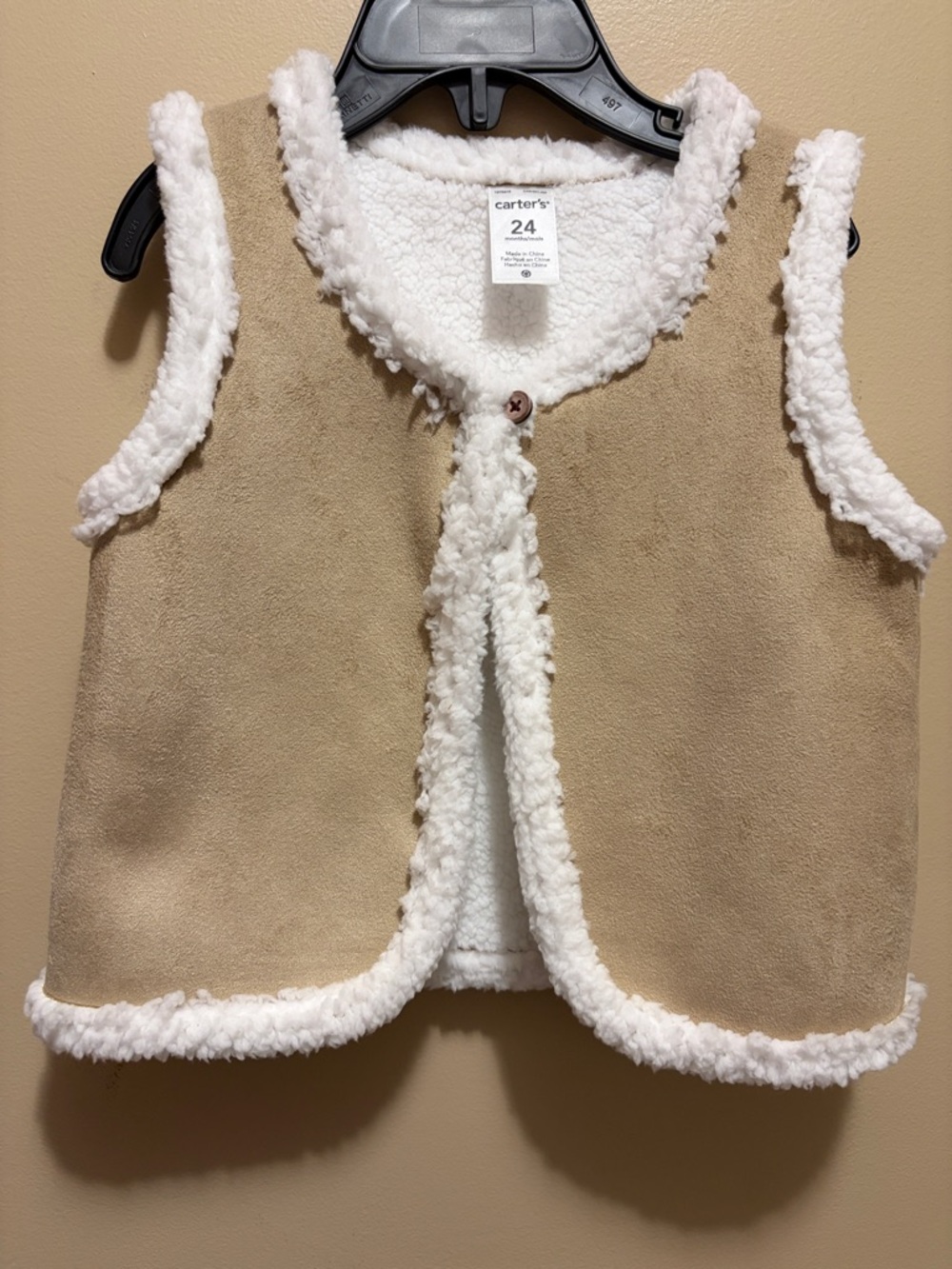 Carter's Suede-Look Vest with Cream Sherpa Trim